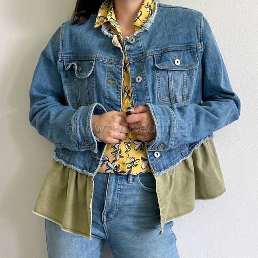 Anthropologie Blue Pilcro Denim Peplum Jacket